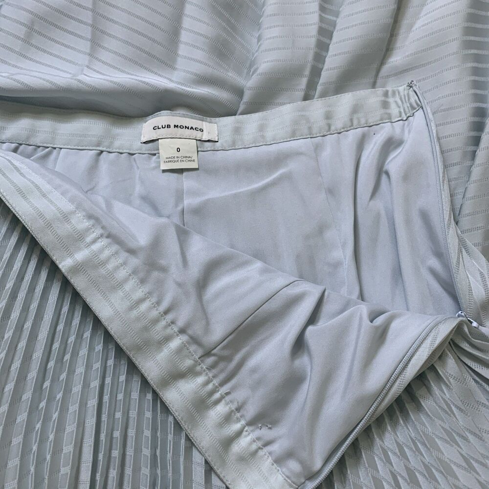 Club Monaco Pleated Midi Skirt Womens 0 Light Blue Striped A-Line Flare - Picture 5 of 6